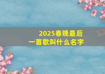 2025春晚最后一首歌叫什么名字