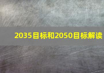 2035目标和2050目标解读