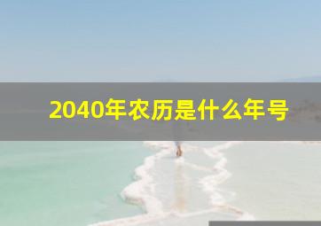 2040年农历是什么年号