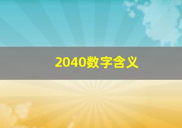 2040数字含义