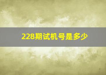 228期试机号是多少