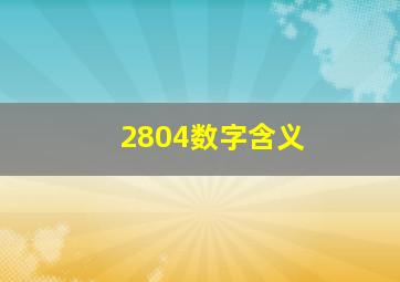 2804数字含义