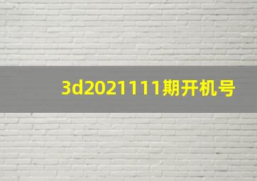 3d2021111期开机号