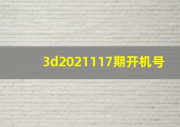 3d2021117期开机号