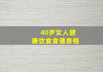 40岁女人健康饮食食谱表格