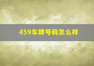 459车牌号码怎么样