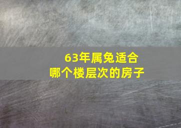 63年属兔适合哪个楼层次的房子