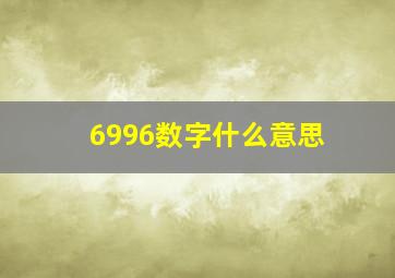 6996数字什么意思