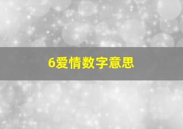 6爱情数字意思