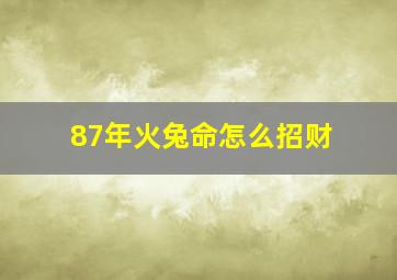 87年火兔命怎么招财