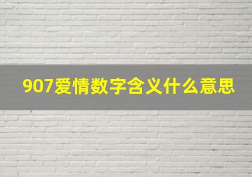 907爱情数字含义什么意思