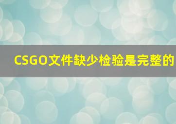 CSGO文件缺少检验是完整的