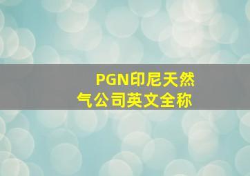 PGN印尼天然气公司英文全称