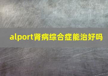 alport肾病综合症能治好吗