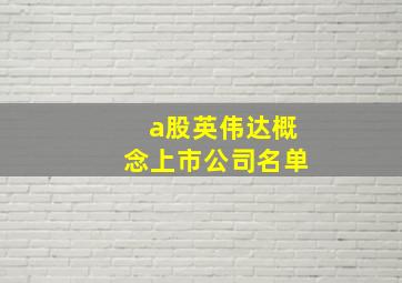 a股英伟达概念上市公司名单