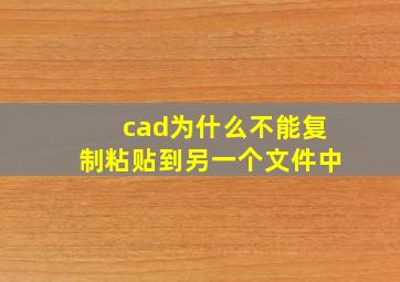 cad为什么不能复制粘贴到另一个文件中