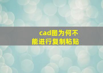 cad图为何不能进行复制粘贴