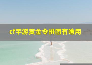 cf手游赏金令拼团有啥用