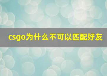 csgo为什么不可以匹配好友