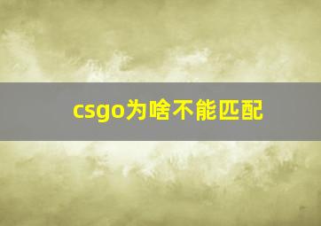 csgo为啥不能匹配