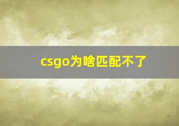 csgo为啥匹配不了