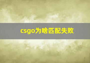 csgo为啥匹配失败