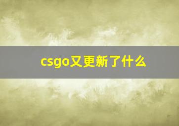 csgo又更新了什么