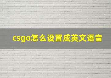 csgo怎么设置成英文语音