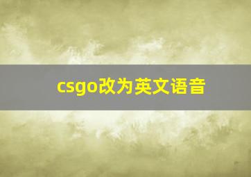 csgo改为英文语音