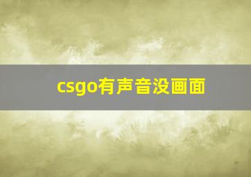 csgo有声音没画面