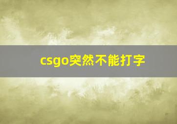 csgo突然不能打字