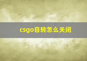 csgo自转怎么关闭