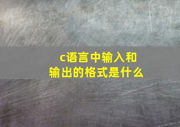 c语言中输入和输出的格式是什么