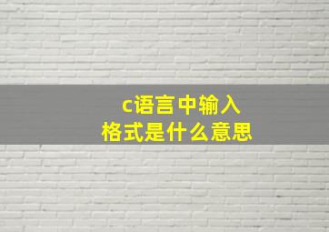 c语言中输入格式是什么意思