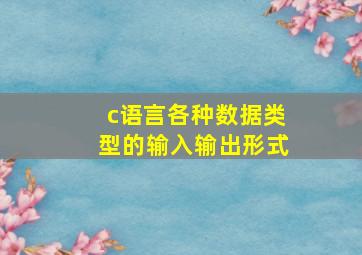 c语言各种数据类型的输入输出形式