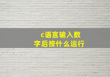 c语言输入数字后按什么运行