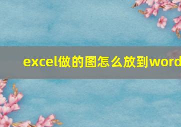 excel做的图怎么放到word