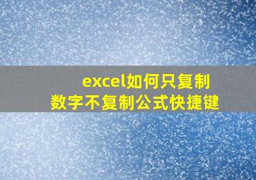 excel如何只复制数字不复制公式快捷键