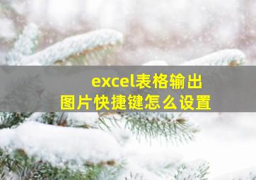 excel表格输出图片快捷键怎么设置