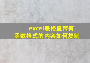 excel表格里带有函数格式的内容如何复制