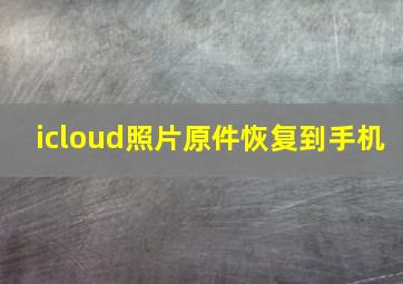 icloud照片原件恢复到手机