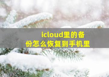 icloud里的备份怎么恢复到手机里