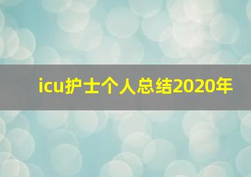 icu护士个人总结2020年