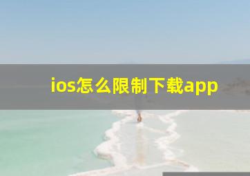 ios怎么限制下载app