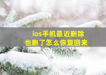 ios手机最近删除也删了怎么恢复回来