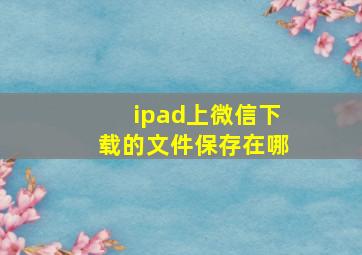 ipad上微信下载的文件保存在哪