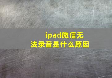 ipad微信无法录音是什么原因