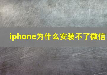 iphone为什么安装不了微信