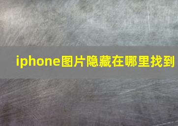 iphone图片隐藏在哪里找到