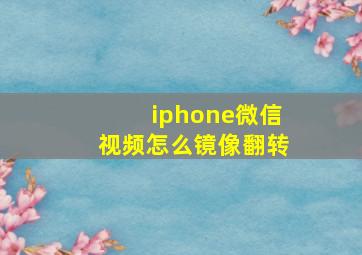 iphone微信视频怎么镜像翻转